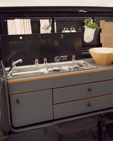 Holtkamper Astro with fold-out kitchen in use